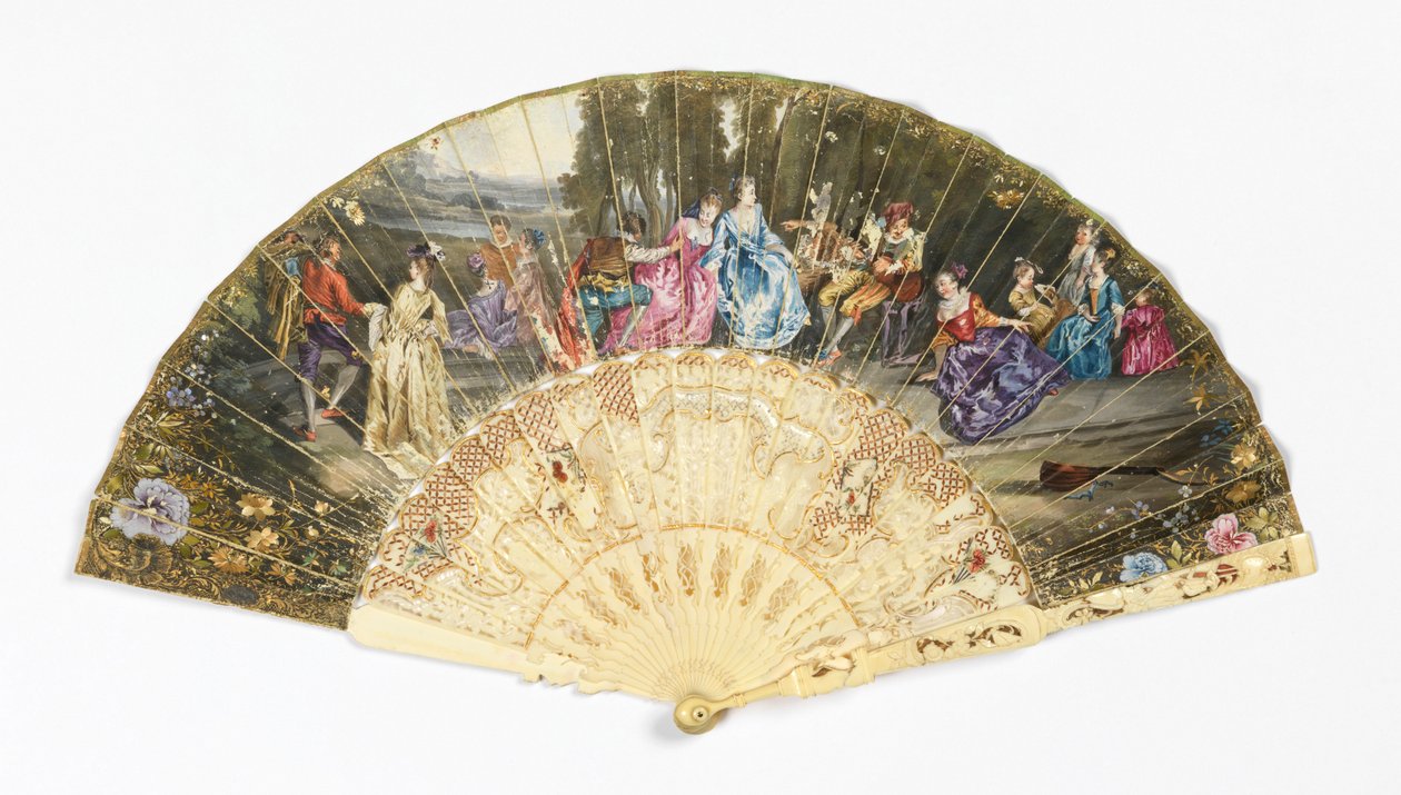 pileli fan by after Antoine Watteau