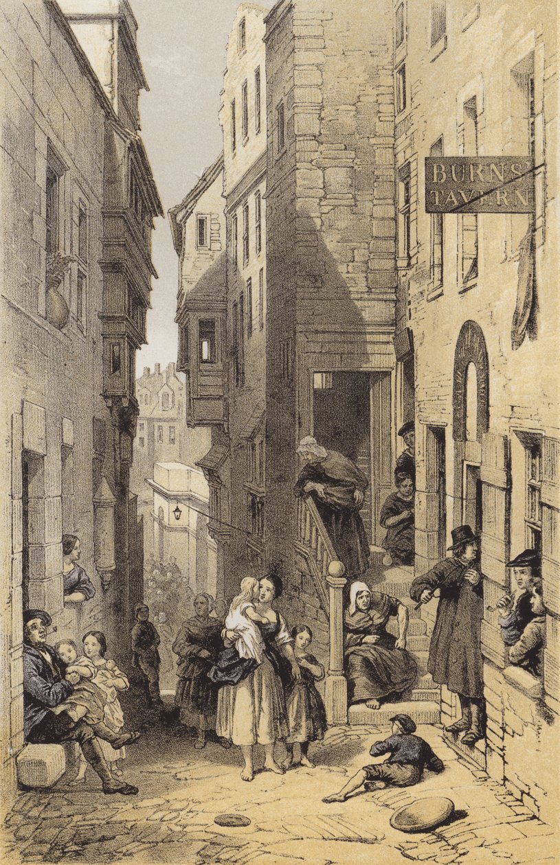 Libbertons Wynd, Edinburgh (kromolitho) by after George Cattermole