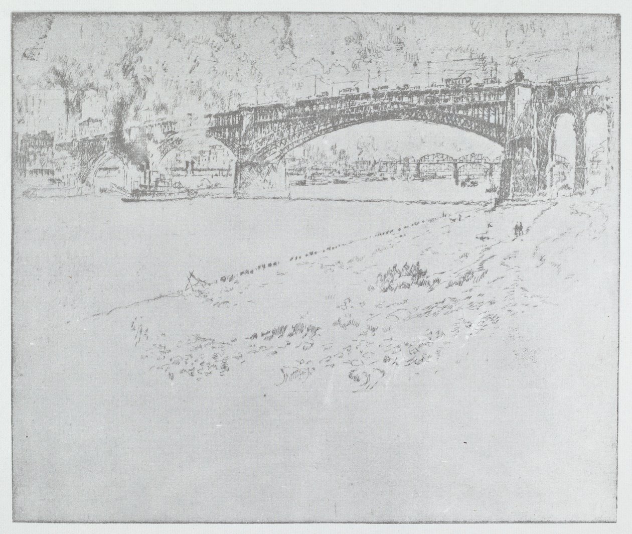 Eads Köprüsü, St. Louis [yukarıda] by after Joseph Pennell