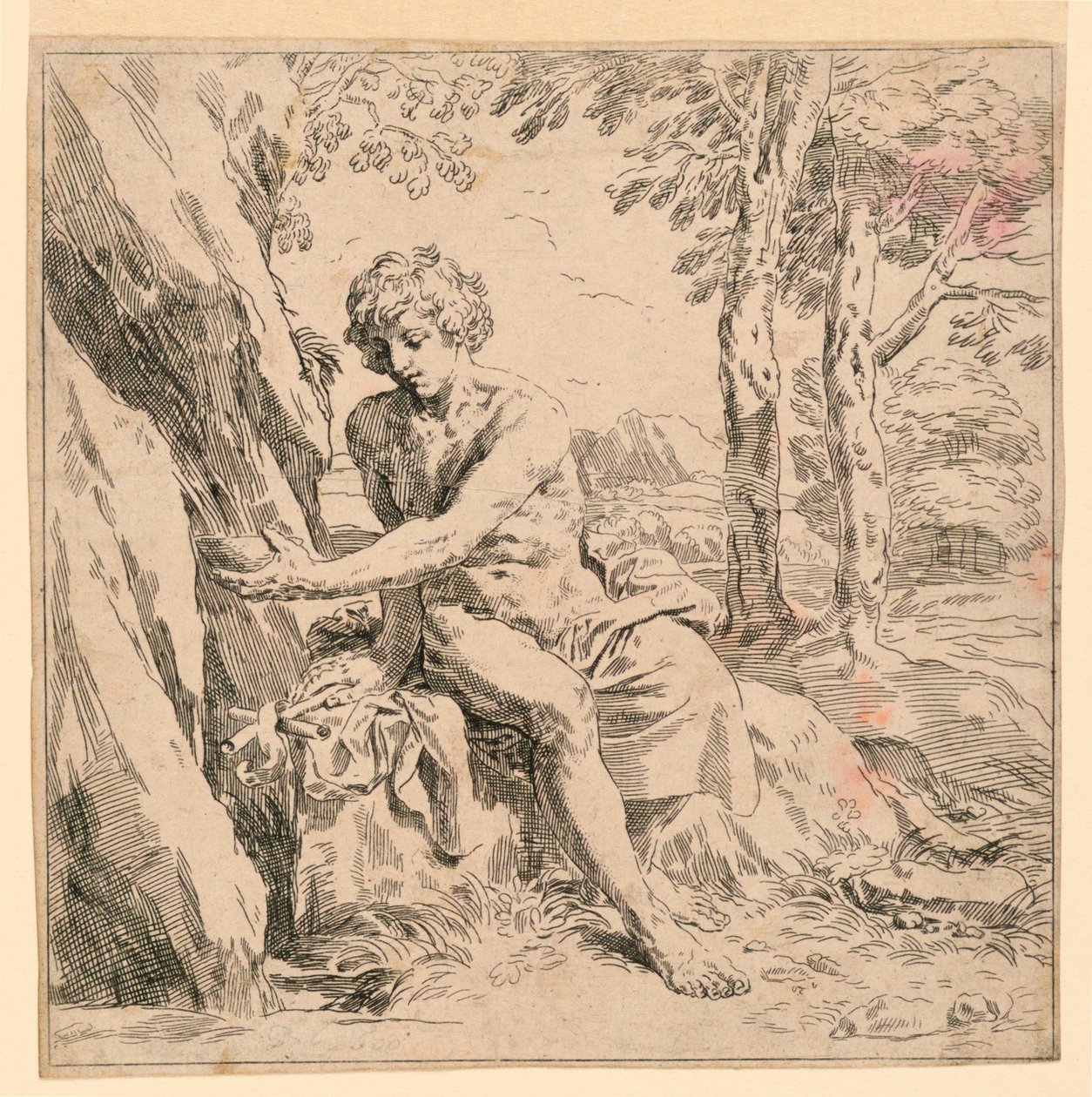 Vahşi Doğada Aziz John by after Simone Cantarini