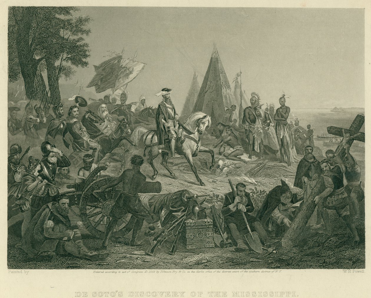 De Soto'nun Mississippi'yi keşfi by after W.H. Powell