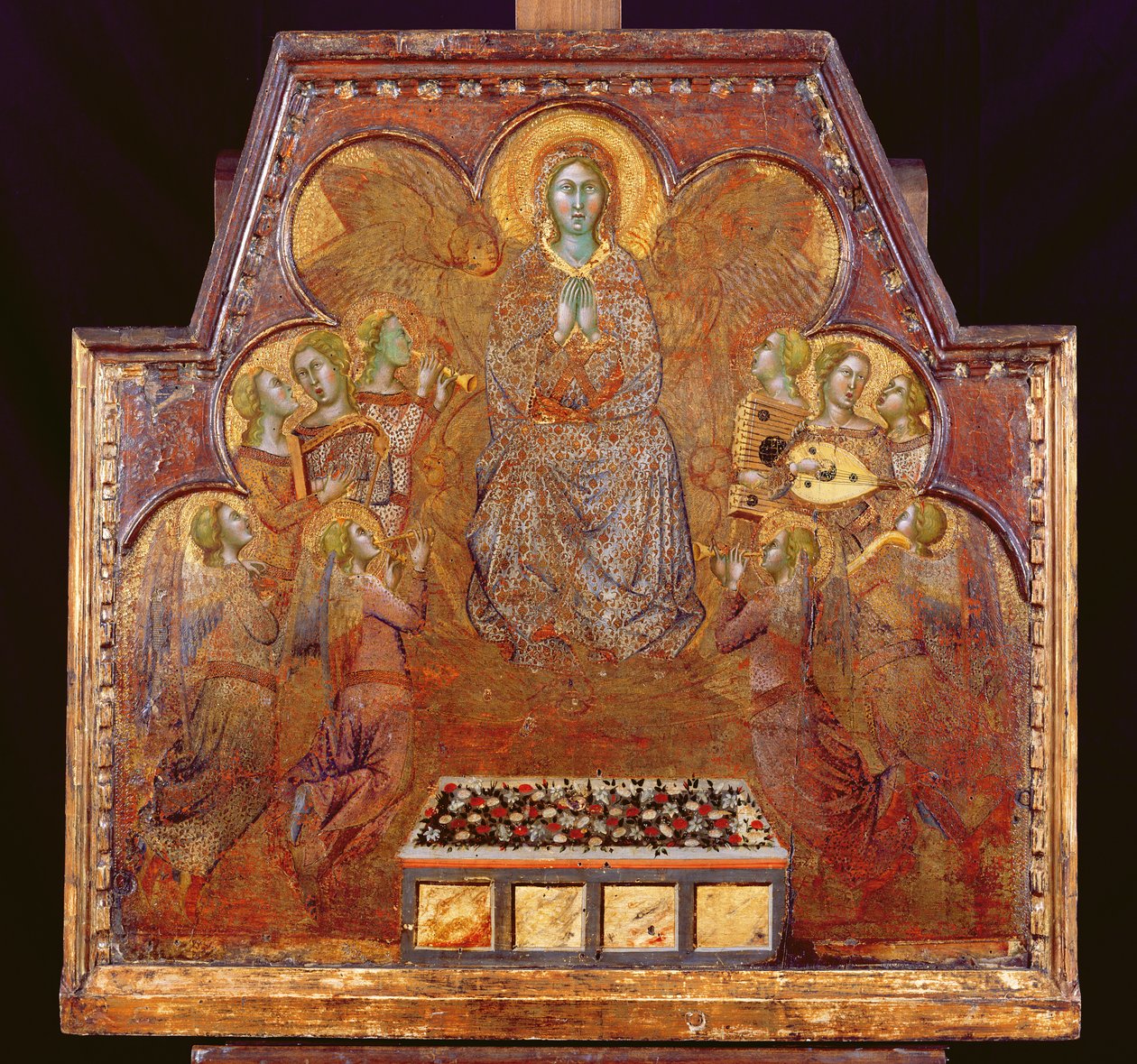 Meleklerle çevrili Virgin (panelde tempera ve altın) by also Manfredi de Battilori Bartolo di Fredi