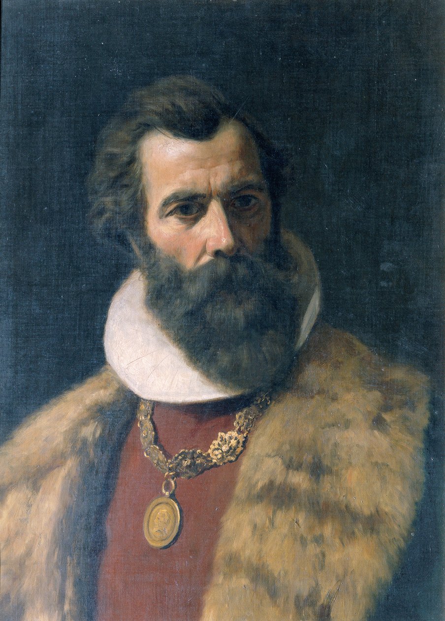 Kürk yakalı ve zincirli sakallı adam by anonymus