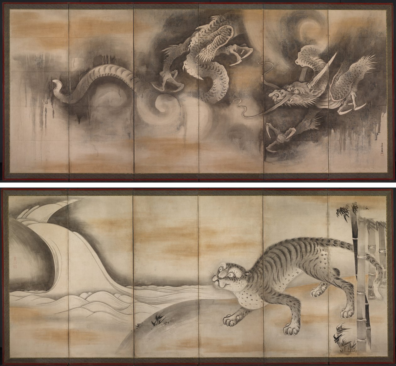 ejderha ve kaplan by attributed to Soga Nichokuan