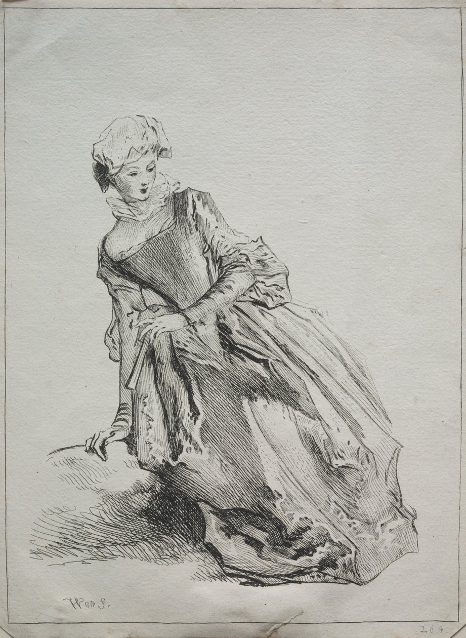 Oturan kadın by copy after Jean Antoine Watteau