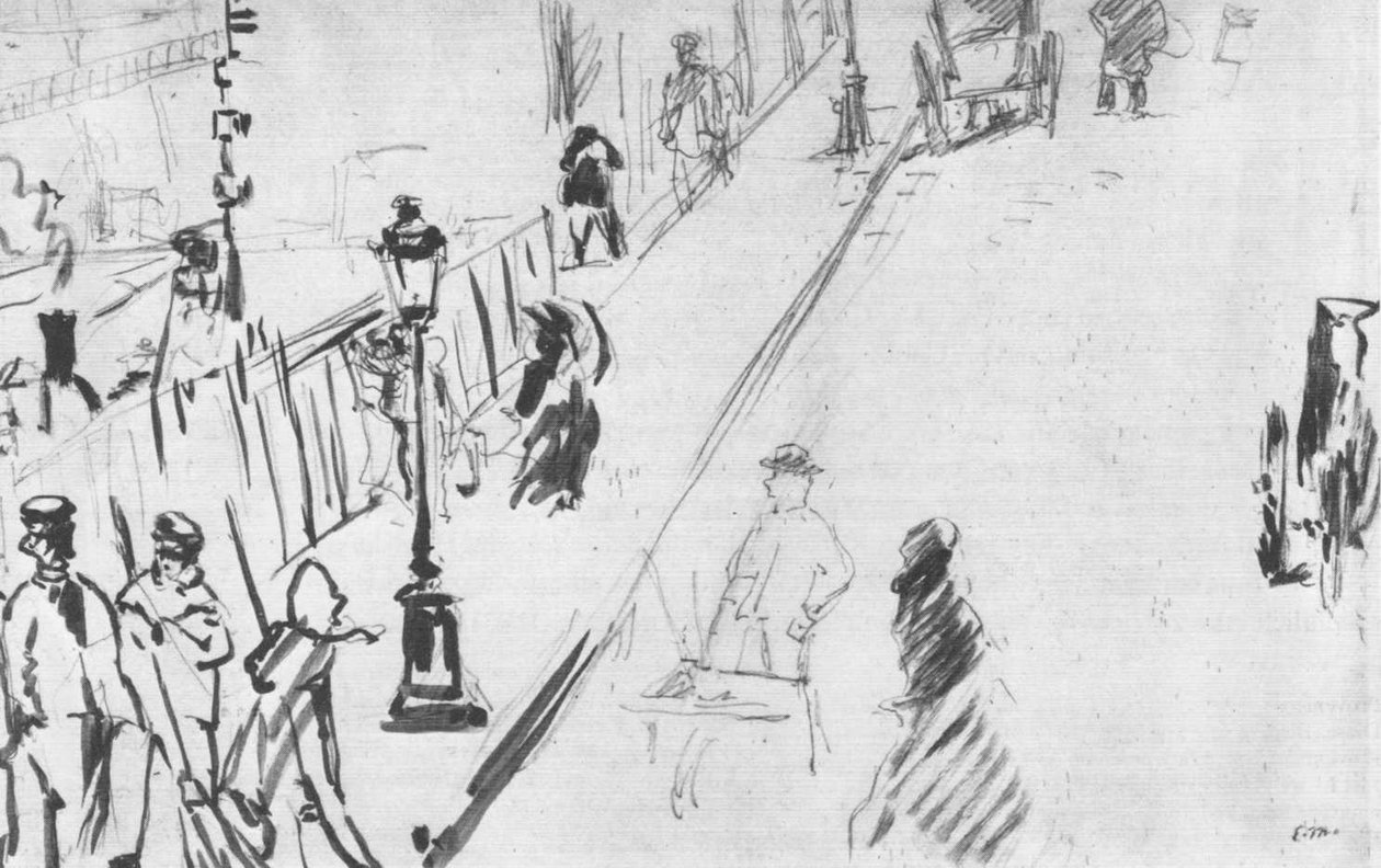 Gaz lambası ile Rue Mosnier by Édouard Manet