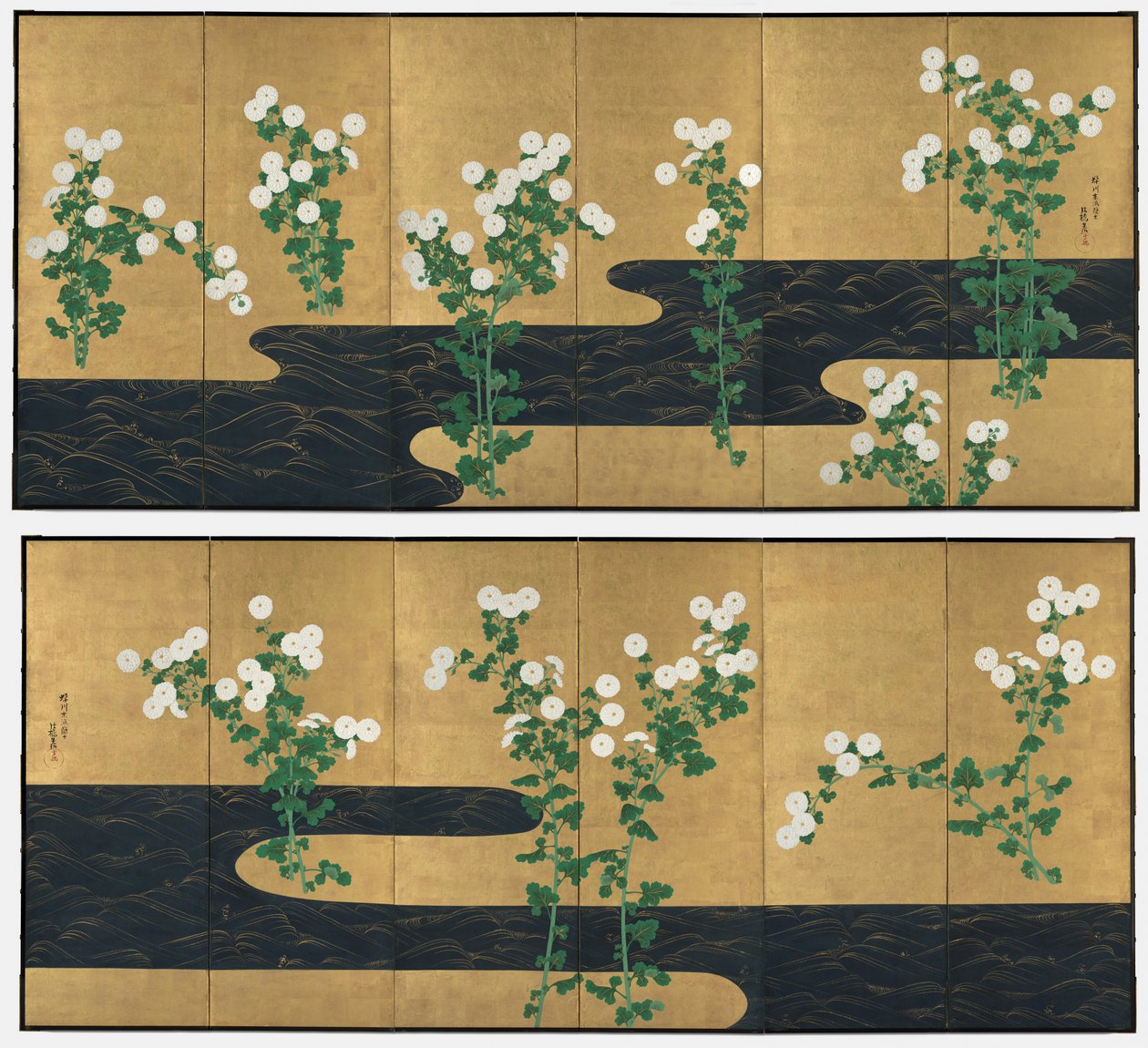 Dere kenarında krizantemler by possibly by Ogata Kōrin