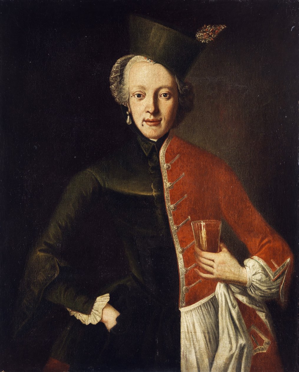 Siyah elbiseli ve kırmızı yelekli genç aristokratlar by Unknown