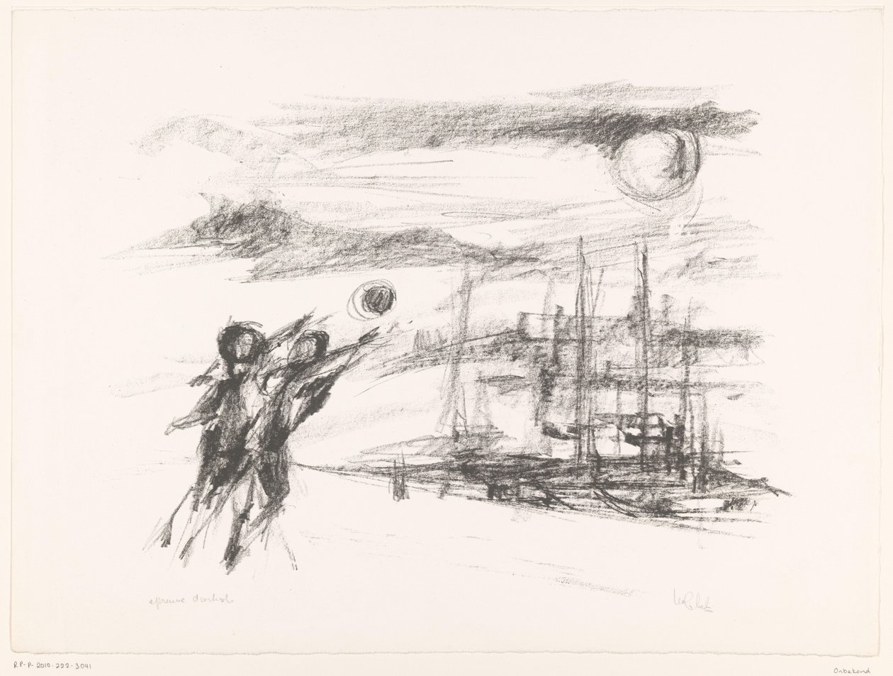 Gemilerle rıhtımda insanlar by unknown (signed by artist)