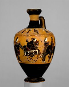 Pişmiş toprak lekythos, yaklaşık MÖ 550–530 (pişmiş toprak)