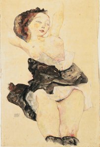Genç kız uzanmış, yarı çıplak, 1912