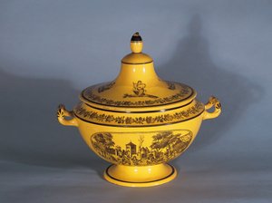 Siyah baskı tasarımlı kase, c.1820 (fayans)