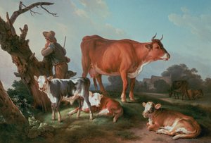 Bir inek ile pastoral sahne