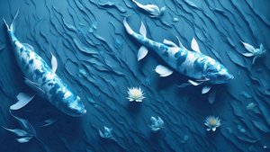 mürekkeple boyama: Koi-Karpfish_blue_03