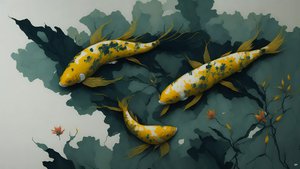 mürekkeple boyama: Koi-Karpfish_gold_01