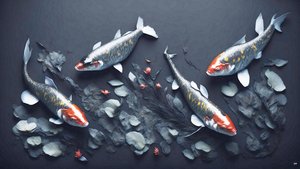 mürekkeple boyama: Koi-Karpfish_red_01