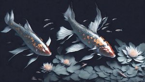 mürekkeple boyama: Koi-Karpfish_red_02