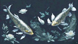 mürekkeple boyama: Koi-Karpfish_yellow_02