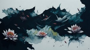 mürekkep boyama: waterlili-black_02