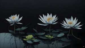 mürekkep boyama: waterlili-black_04