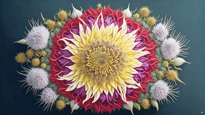 mandala: Çiçek elemanları ile devedikeni_01