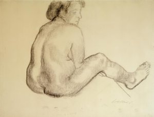Käthe Kollwitz, arkadan sağa çıplak oturan kadın