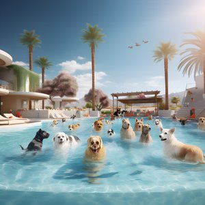 Palm Springs 4#39;te Köpek Havuzu Partisi
