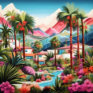 Palm Springs 3#39;ün ayrıntılı çizimi