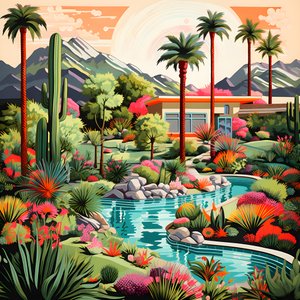 Palm Springs 4#39;ün ayrıntılı çizimi