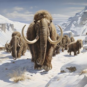 tundra 1'de yünlü mamut sürüsü