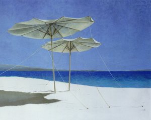 Şemsiyeler, Yunanistan, 1995 (kağıt üzerinde akrilik)