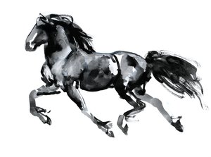 Uçan Friesian, 2015, (kağıt üzerine çin mürekkebi)