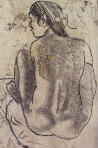 Oturan Arkadan Çıplak Tahiti, c.1902