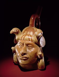 Çömlek portre kabı, Mochica (toprak eşya ve boya)