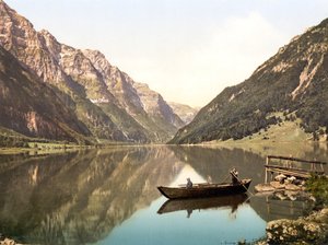 Klöntalersee, Glarus, İsviçre, pub. yaklaşık 1900
