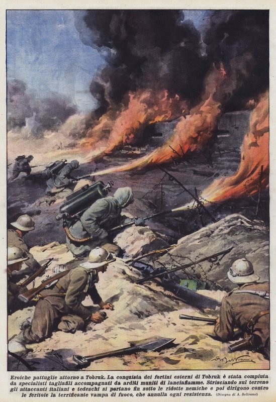 Tobruk çevresinde kahramanca devriyeler by Achille Beltrame