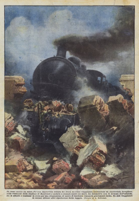 Duvara karşı bir tren by Achille Beltrame