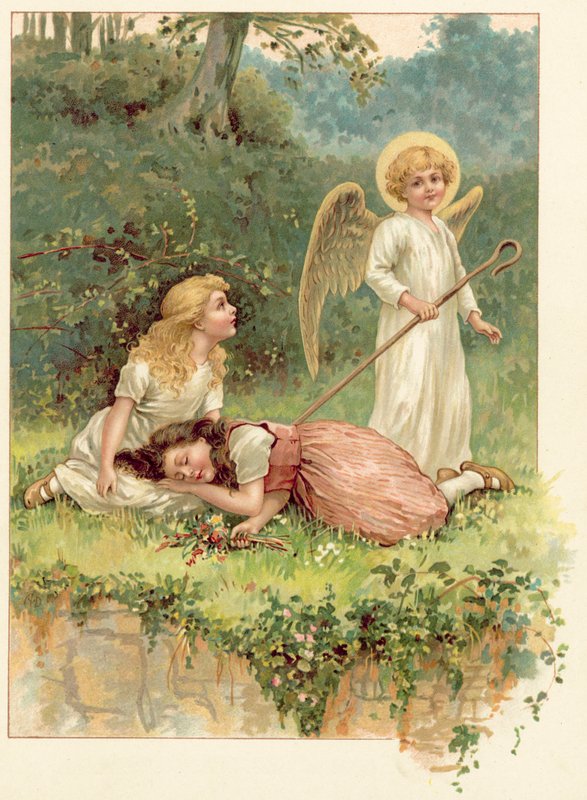 Pamuk Prenses, Gül Kırmızısı ve Melek (chromolitho) by Ada Dennis