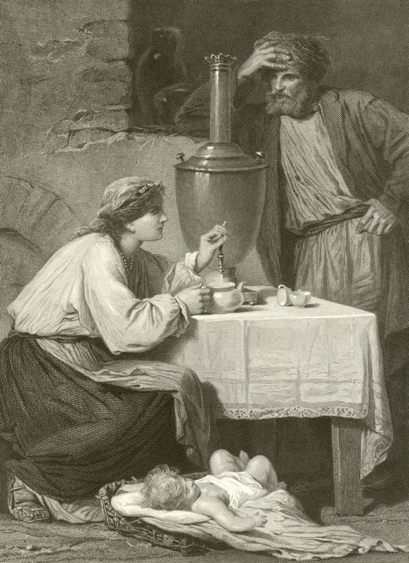 Bir Rus köylünün evi by Adolphe Yvon