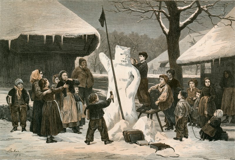 Bern yakınlarındaki Kar Ayı-Okul çocuğu eğlencesi by Albert Anker