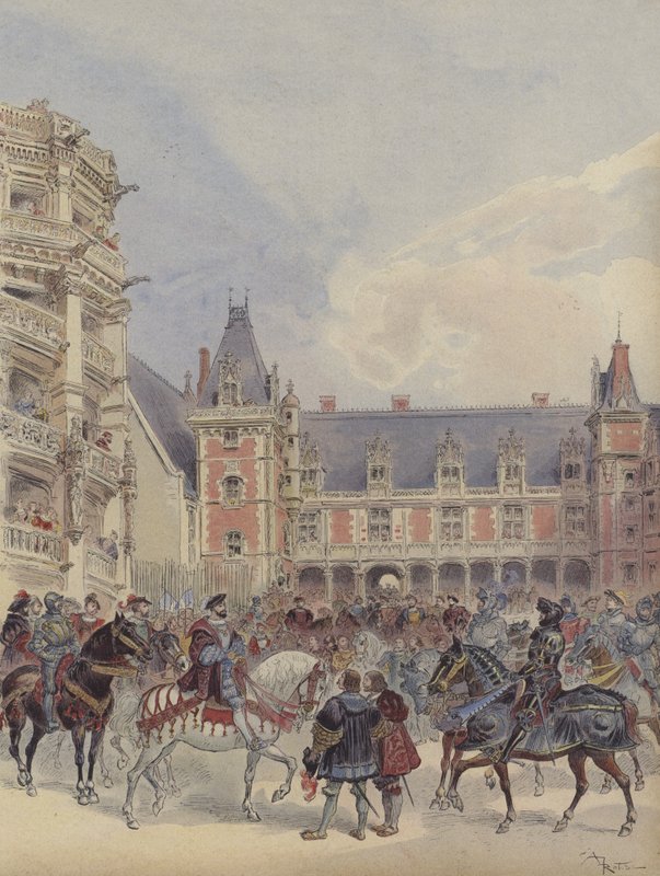 Loire Valley kalelerinin avlusu by Albert Robida