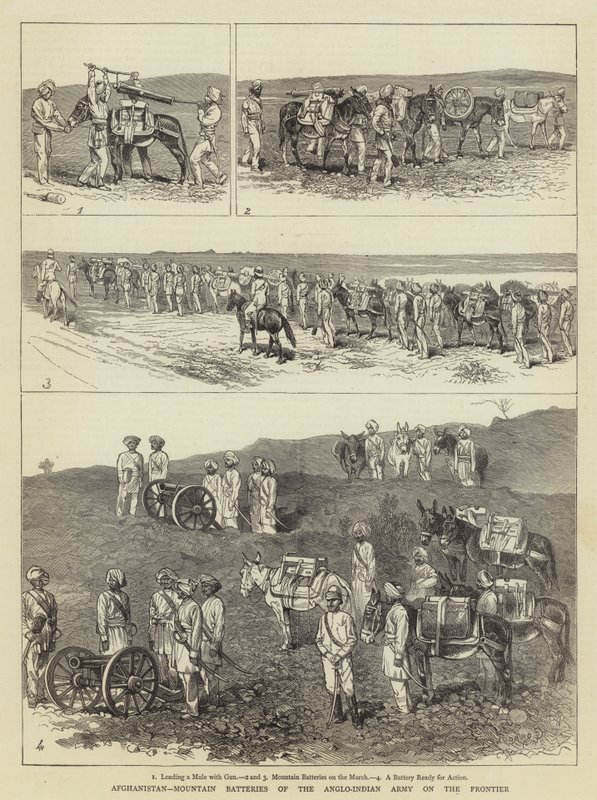 Afganistan, Anglo-Hint Ordusunun Sınırdaki Dağ Pilleri by Alfred Chantrey Corbould