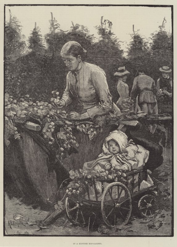 Kentish Hop-Bahçesinde by Alfred Edward Emslie