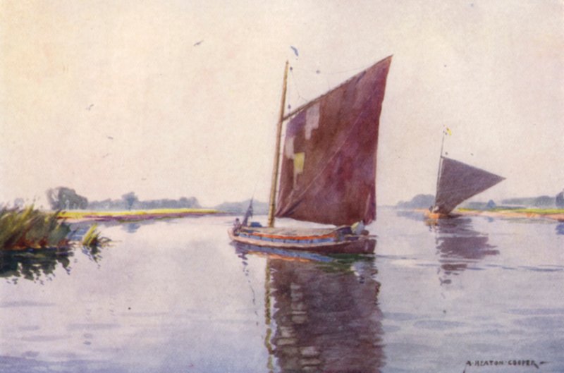 Waveney'deki Wherries, Suffolk by Alfred Heaton Cooper