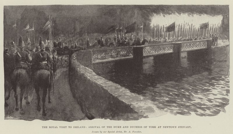 The Royal Visit to Ireland, Arrival of the Duke and Duchess of York at Newtown Stewart  by Amedee Forestier