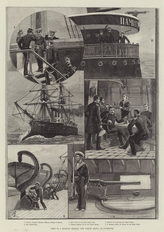 Plymouth'ta bir Rus Kruvazörü olan Pamiat Azova'yı ziyaret edin by Amedee Forestier