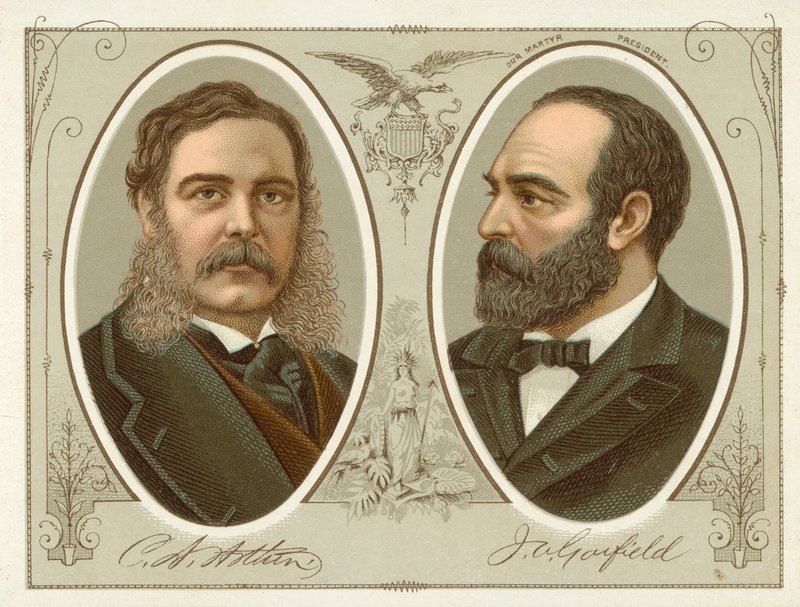 Chester A Arthur, James A Garfield (kromolitho) by American School