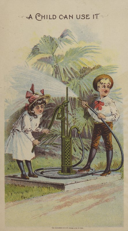 Su pompasıyla oynayan çocuklar (chromolitho) by American School