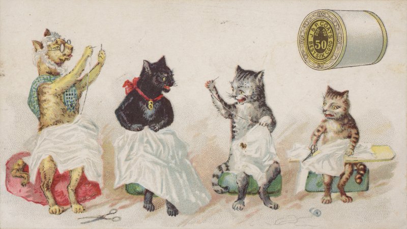 Dört Meşgul Kedi Dikiş by American School