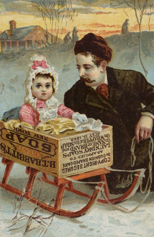 Sabun Kutusu Kızakta Oturan Kız by American School